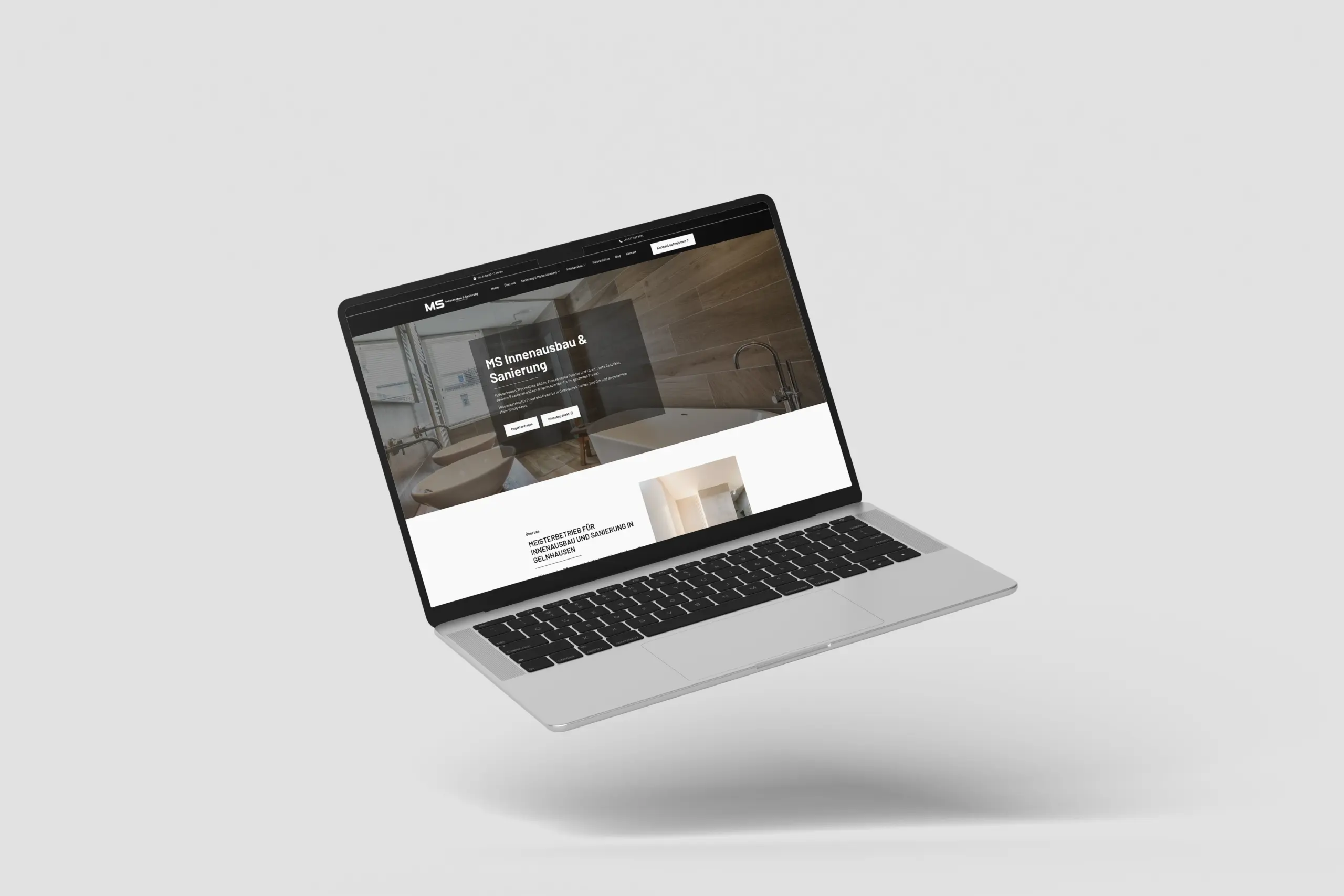 Laptop mackup of MS Innenausbau Website