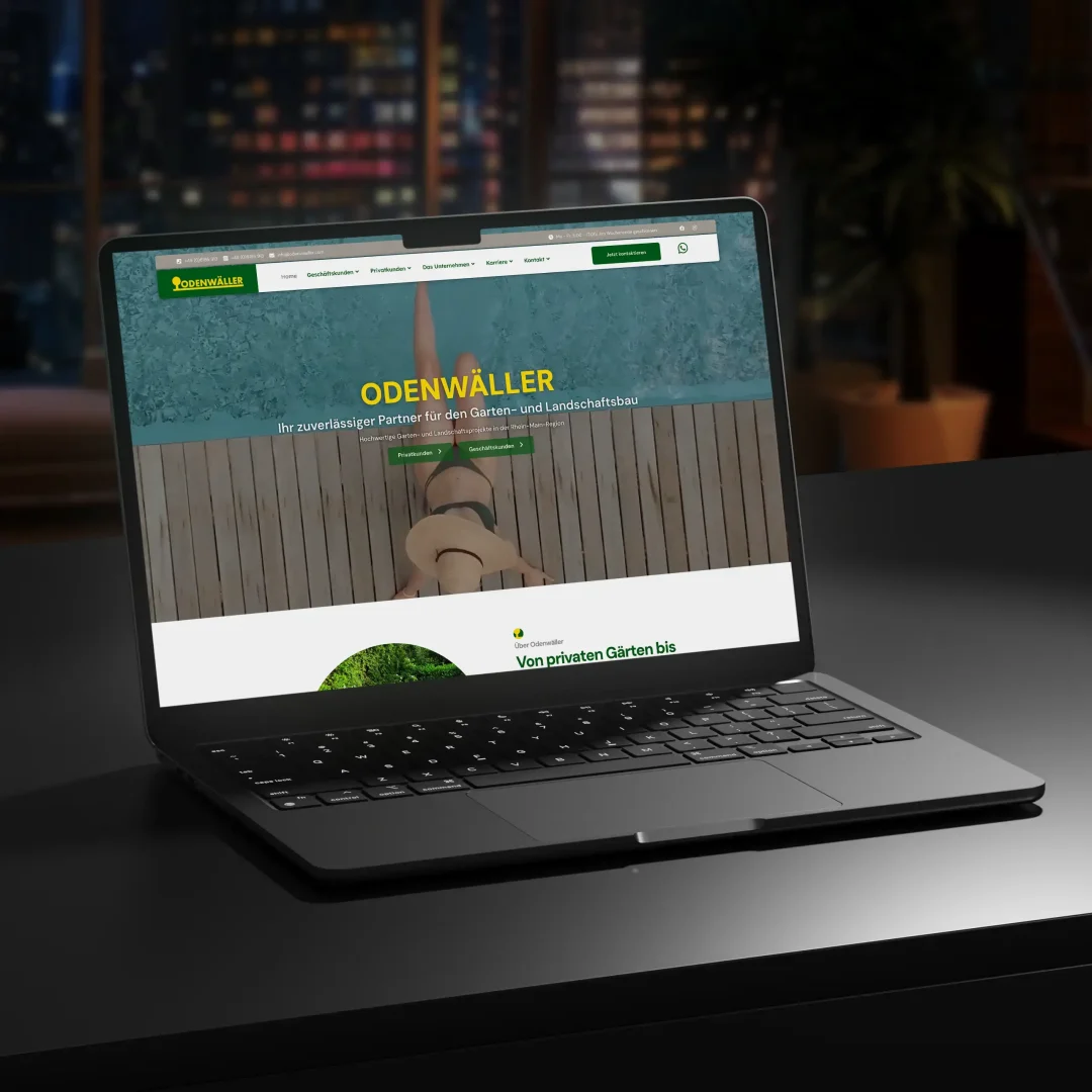 Garten- und Landschaftsbau Webseite auf Laptop