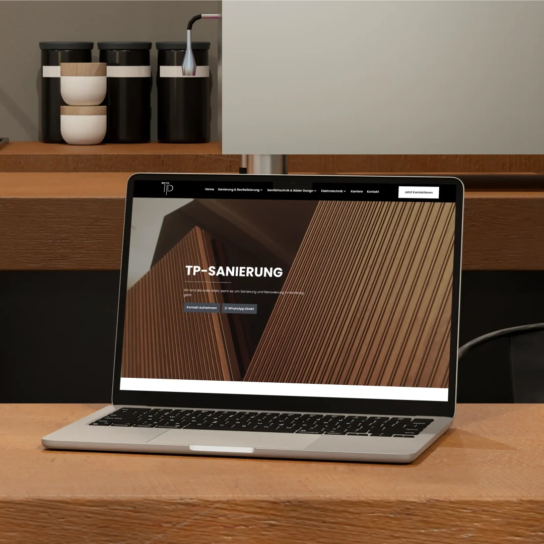 Handwerker Webseite auf Laptop